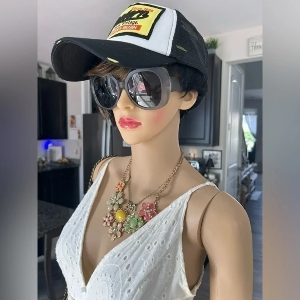 💋NWT black charcoal gunmetal statement oversized round sunglasses 😎 sunshades